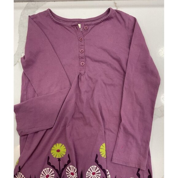 Tea Collection Girls Purple Floral Flare Long Sleeve Dress. Size 7 - Picture 3 of 6